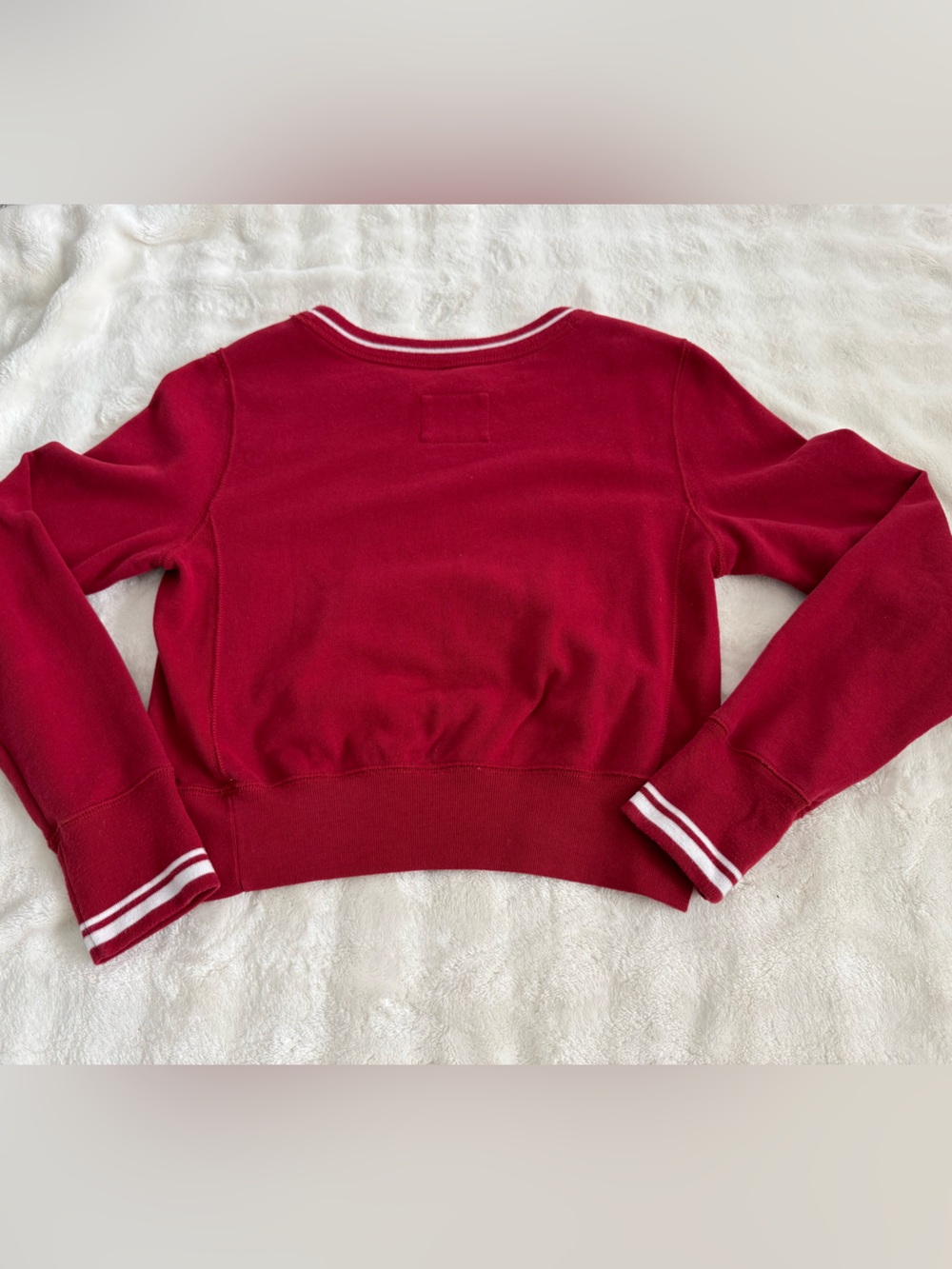 Abercrombie & Fitch Red Embroidered Logo Cropped Crewneck Sweatshirt S - Picture 6 of 8